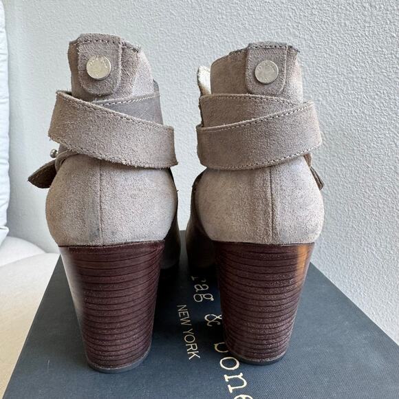 Rag & Bone Harrow Nubuck Suede Ankle Boots Block Heel Stonewall EU 38.5/ 8.5 US - Picture 7 of 12